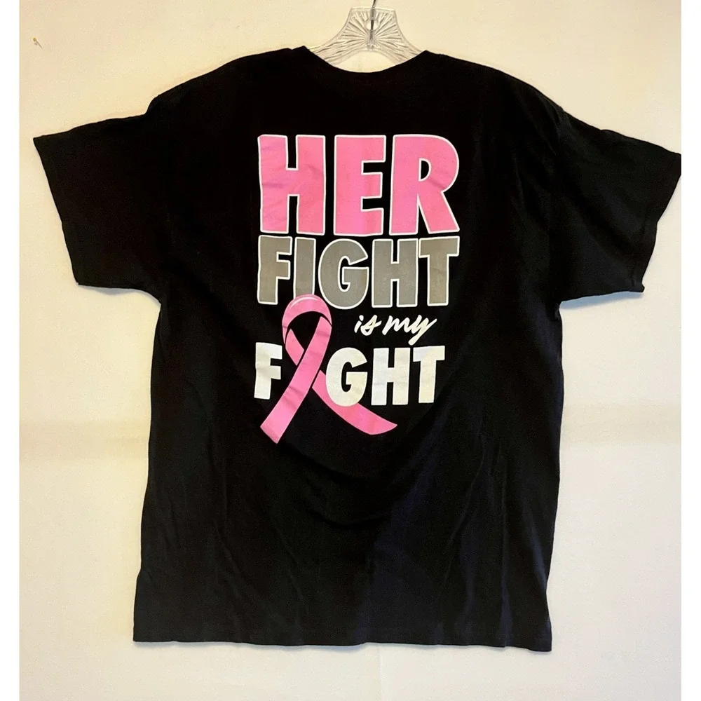 Breast Cancer Her Fight Graphic T shirt Gildan size L - Picture 1 of 3